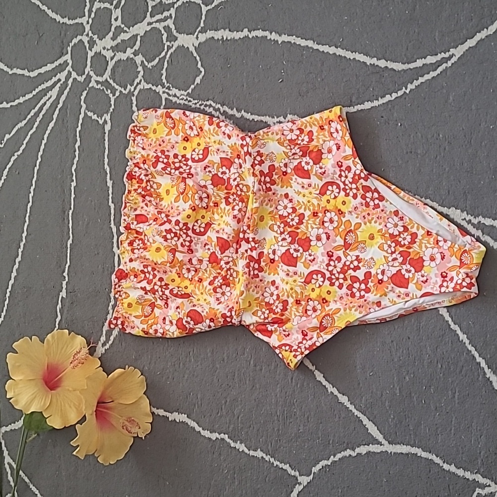 Aerie Floral One Piece Swimsuit - Red and Yellow